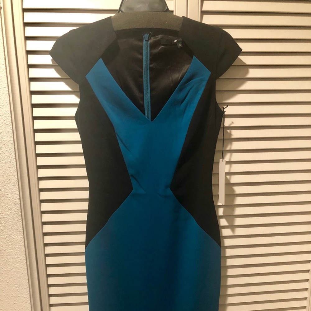 JAY GODFREY BLACK AND TEAL COCKTAIL DRESS (NWT)